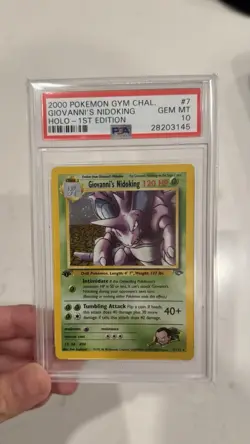 Gym Chal Giovanni's Nidoking Holo 1st Edition 2000 PSA 10 #7 Pokemon Card - Image 1
