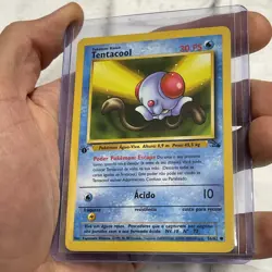 Pokemon TCG 1st Edition Fossil Tentacool 56/62 Portuguese LP/NM Vintage Card Vtg - Image 2