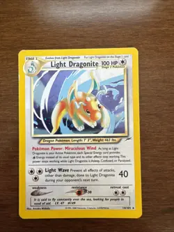 Pokemon TCG Light Dragonite Neo Destiny Holo Card 14/105 Unlimited Rare - Image 1