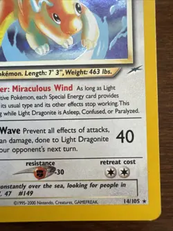 Pokemon TCG Light Dragonite Neo Destiny Holo Card 14/105 Unlimited Rare - Image 4