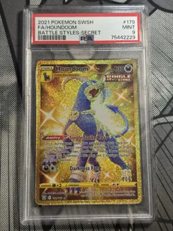 Pokemon TCG 2021 Battle Styles 179/163 Houndoom Gold Full Art Secret Rare PSA 9 - Image 1