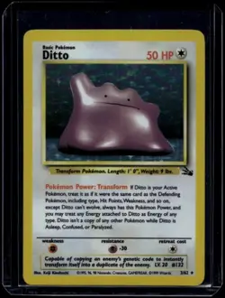 Pokemon TCG Ditto 3/62 Fossil Holo Rare MP - Image 1