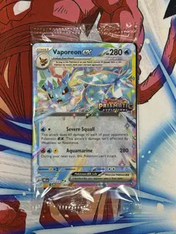 Pokemon Prismatic Evolutions Vaporeon EX Stamped Surprise Box 023/131 - Image 1