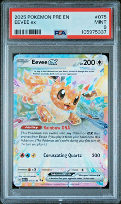 2025 POKEMON PRE EN - PRISMATIC EVOLUTIONS #075 EEVEE EX PSA 9 MINT - Image 1