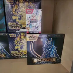 Pokemon 2 surging sparks etb/2 mega evolution etb/1 twilight etb/pris bundle - Image 2