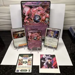 Pokemon Destined Rivals Team Rockets Mewtwo EX Box Promos + Jumbo And Sticker - Image 1