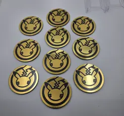 Set of 10 Pokemon 25th Anniversary Collectors Chest Jumbo Pikachu Holo Gold Coin - Image 1