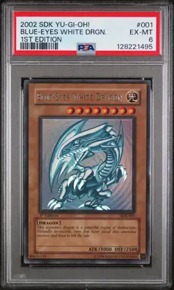 2002 YU-GI-OH! STARTER DECK: KAIBA 1ST ED #001 BLUE-EYES WHITE DRAGON PSA 6 - Image 1