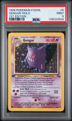PSA 9 Gengar 1st Edition Fossil Holo Rare Pokemon Card #5 Mint Clean - Image 1