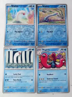 Lot of 4 Pokemon TCG; Reverse Holo/Non Holo Wiglett/Wugtrio Mini Card Set - Image 1