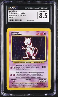 CGC 8.5 Mewtwo 1999 Base Set 10/102 Holo Pokemon Card - Image 1