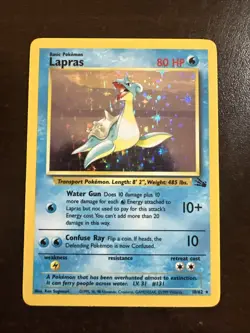 Lapras 10/62 Holo Rare LP Pokemon TCG Fossil WOTC LP - Image 1
