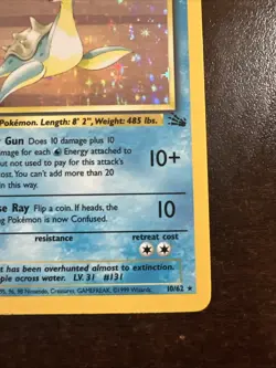 Lapras 10/62 Holo Rare LP Pokemon TCG Fossil WOTC LP - Image 4