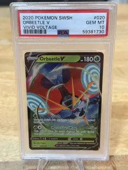 Pokemon 2020 SWSH Vivid Voltage Orbeetle V 020/185 PSA 10 GEM MINT - Image 1