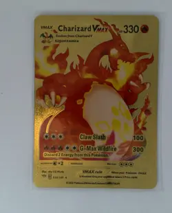 Charizard VMAX Gold 020/189 2020 Pokemon Fan Art Gold Metal NM - Image 1