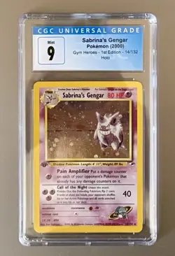 Sabrina's Gengar Pokemon 2000 Gym Heroes 1st Edition 14/132 Holo CGC 9 MINT - Image 1