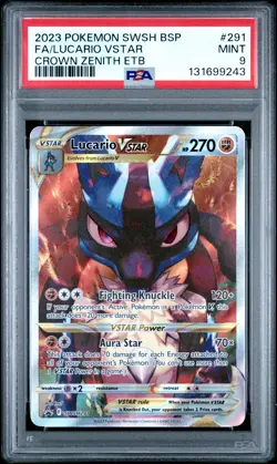 2023 POKEMON SWSH BLACK STAR PROMO #291 FULL ART/LUCARIO VSTAR PSA 9 - Image 1