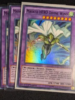 Yu-Gi-Oh! 3x Masked HERO Divine Wind SDHS-EN043 1st Edition Super Rare NM - Image 1