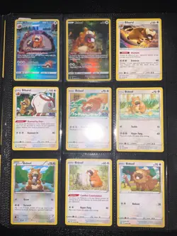 x9 Bidoof Bibarel Pokemon Cards mixed Lot Cute Adorable differently art - Image 1