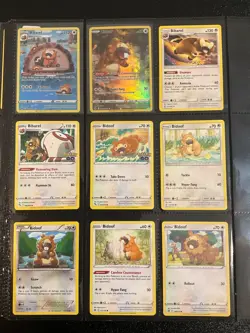x9 Bidoof Bibarel Pokemon Cards mixed Lot Cute Adorable differently art - Image 2