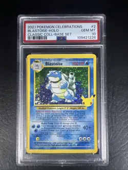 PSA 10 Blastoise 2/102 Celebrations Classic Collection Pokemon TCG Holo Card - Image 1