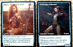 ELBRUS, THE BINDING BLADE : MTG altered-art 2-Sided magic card : with HOT BABES! - Image 1