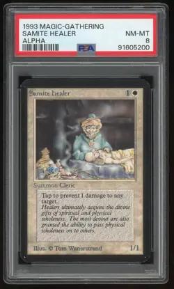 1993 MTG Magic the Gathering Card Alpha Samite Healer PSA 8 TCG - Image 1