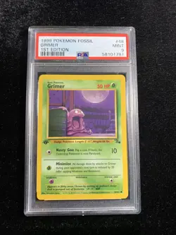 Grimer 48/62 - 1st Edition - 1999 Pokemon Card Fossil Set English - PSA 9 MINT - Image 1