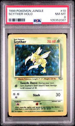 1999 POKEMON JUNGLE #10 SCYTHER-HOLO PSA 8 - Image 1
