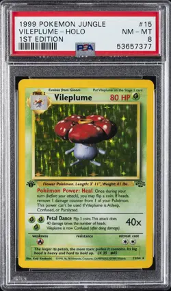 1999 POKEMON JUNGLE 1ST ED #15 VILEPLUME-HOLO PSA 8 - Image 1