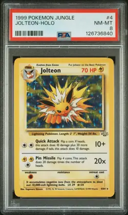 1999 POKEMON JUNGLE #4 JOLTEON-HOLO PSA 8 - Image 1
