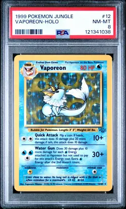 1999 POKEMON JUNGLE #12 VAPOREON-HOLO PSA 8 - Image 1