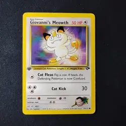 Pokemon TCG Giovanni's Meowth 74/132 Gym Challenge 1st Edition LP - Image 1