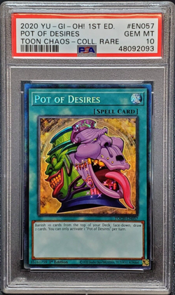 Pot of Desires Yugioh 2020 TOCH-EN057 Collector's Rare 1st Edition PSA 10 - Image 1