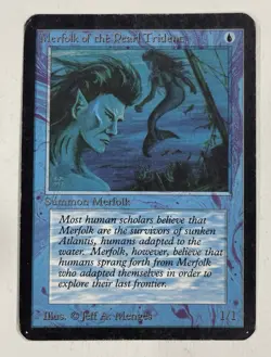 Merfolk Of The Pearl Trident Alpha MP Moderate Play MTG Magic The Gathering E - Image 1
