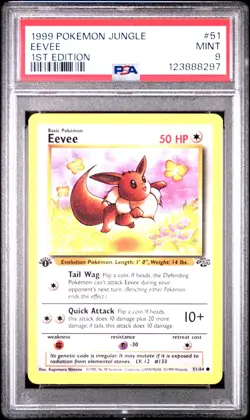 1999 POKEMON JUNGLE 1ST ED #51 EEVEE PSA 9 - Image 1