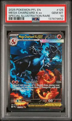 2025 POKEMON PFL EN-PHANTASMAL FLAMES #125 MEGA CHARIZARD X EX PSA 10 - Image 1