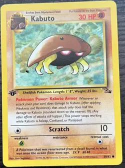 1st Edition Kabuto 50/62 Pokemon TCG WOTC Base Set Fossil MINT - Image 1