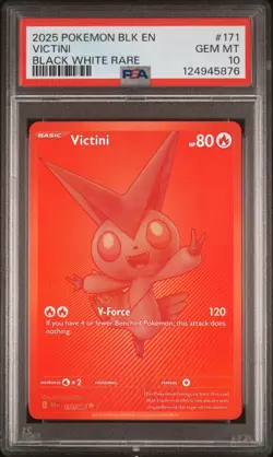 2025 POKEMON BLK EN-BLACK BOLT BLACK WHITE RARE #171 VICTINI PSA 10 - Image 1