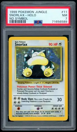 1999 Pokemon No Symbol - Jungle 11/64 Snorlax Holo PSA NM 7 - Image 1