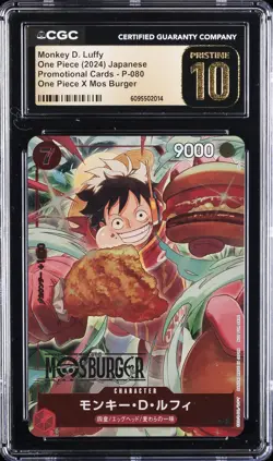 2024 ONE PIECE JPN MOS BURGER PROMO CARDS #P-080 MONKEY D. LUFFY CGC 10 PRISTINE - Image 1