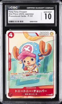 2025 ONE PIECE JAPANESE PROMO CARDS #P-101 TONY TONY CHOPPER CGC 10 GEM MINT - Image 1