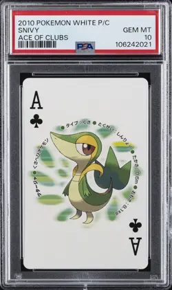 2010 POKEMON WHITE VERSION PLAYING CARDS ACE OF CLUBS SNIVY PSA 10 - Image 1