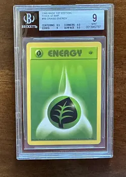 1999 Pokemon Grass Energy Base Set 1st Edition Holo Rare 099/102 BGS 9 - Image 1