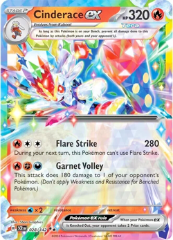 Pokemon TCG Cinderace ex 028/142 Stellar Crown Rainbow Holo Rare - Image 1