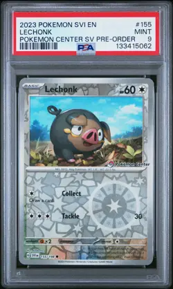 2023 POKEMON SCARLET & VIOLET POKEMON CENTER PRE-ORDER PROMO #155 LECHONK PSA 9 - Image 1