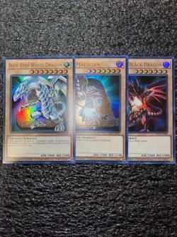 Yugioh! Blue-Eyes White Dragon Dark Magician Red-Eyes Set LC01 Ultra Rare NM - Image 1