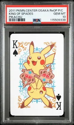 2011 POKEMON CENTER OSAKA REOPENING PLAYING CARDS PIKACHU KING OF SPADES PSA 10 - Image 1