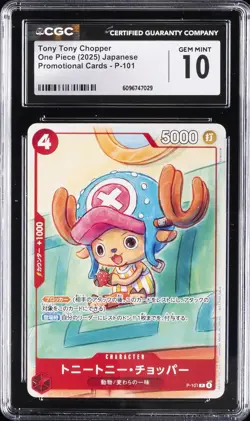 2025 ONE PIECE JAPANESE PROMO CARDS #P-101 TONY TONY CHOPPER CGC 10 GEM MINT - Image 1