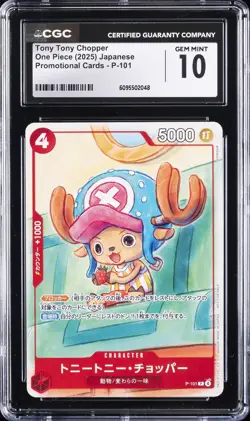 2025 ONE PIECE JAPANESE PROMO CARDS #P-101 TONY TONY CHOPPER CGC 10 GEM MINT - Image 1